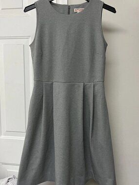 Brooks Brothers Red Fleece Dress Women  4 Grey Plaid Wool Sheath Sleeveless